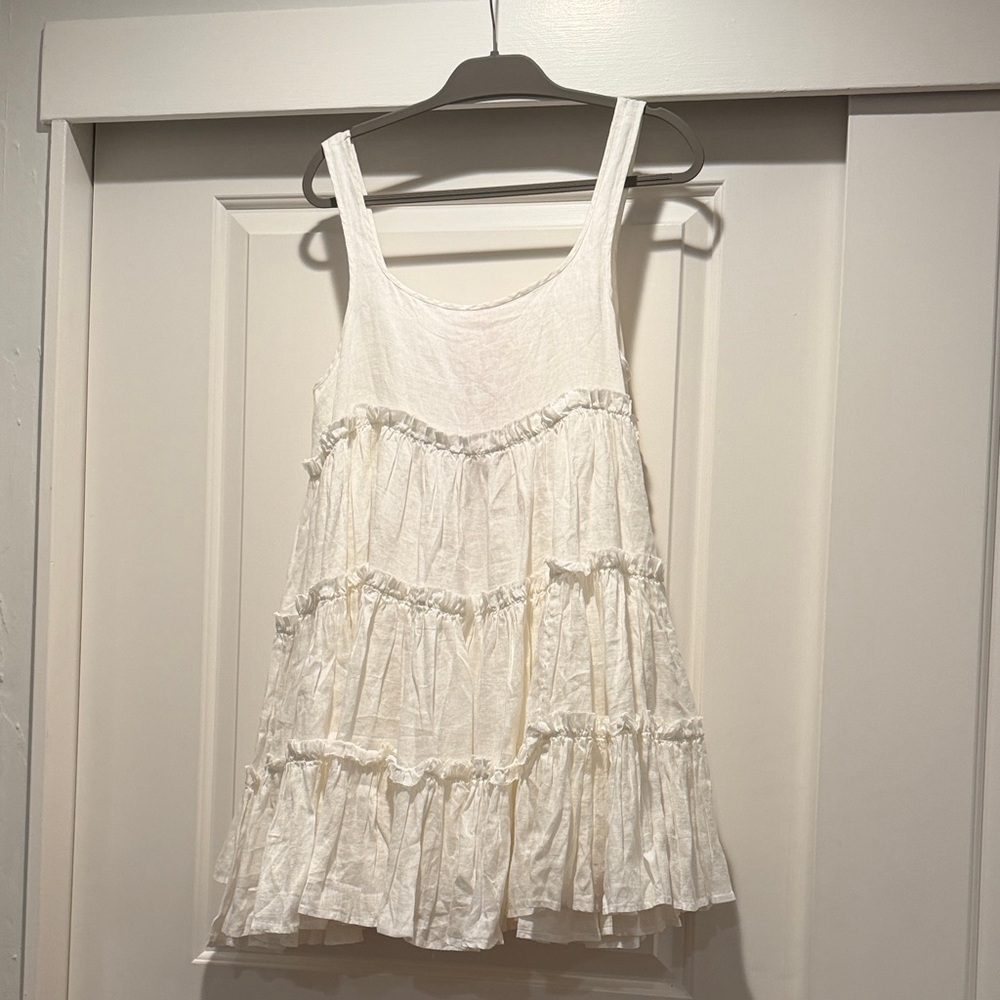 Left On Friday White Ruffle Mini Dress
